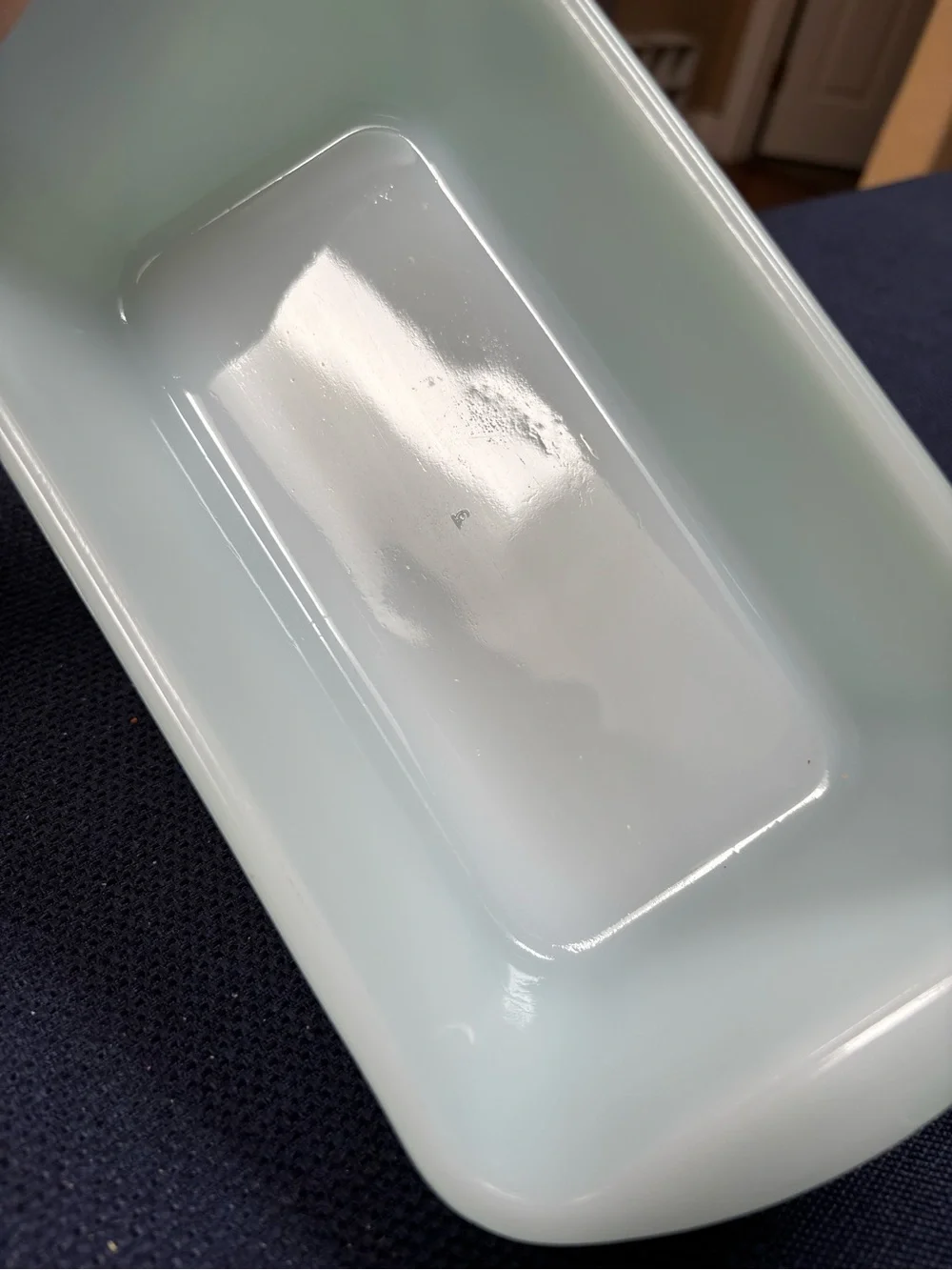 Vintage Glasbake Turquoise Bread Loaf baking dish.